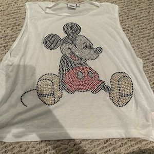 Distressed mickey mouse muscle tank